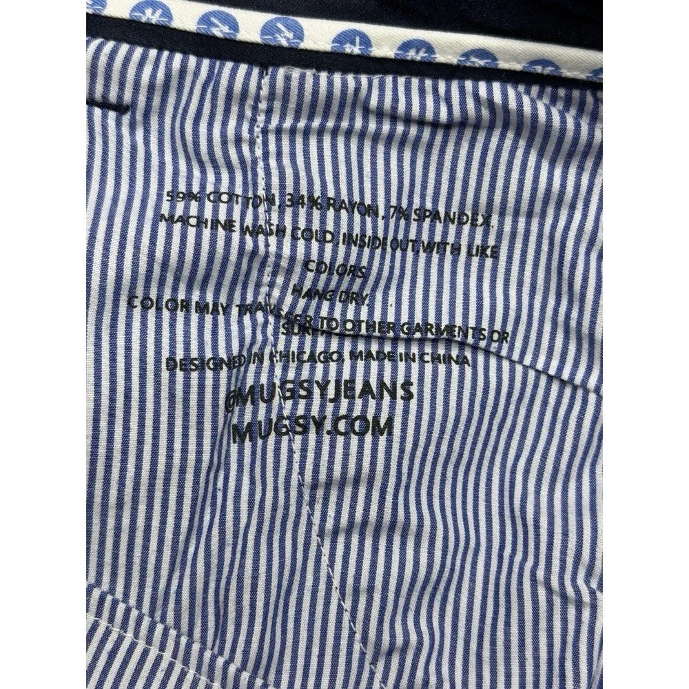 Mugsy Morgans Chino Pant Men's 38x32 Blue Straight Leg Slash Pocket Cotton Blend